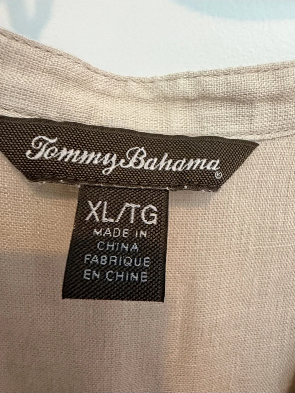 3 Tommy Bahama Linen Button Down Blouses with Ruffle Detail Aqua Coral and Tan - Picture 3 of 15